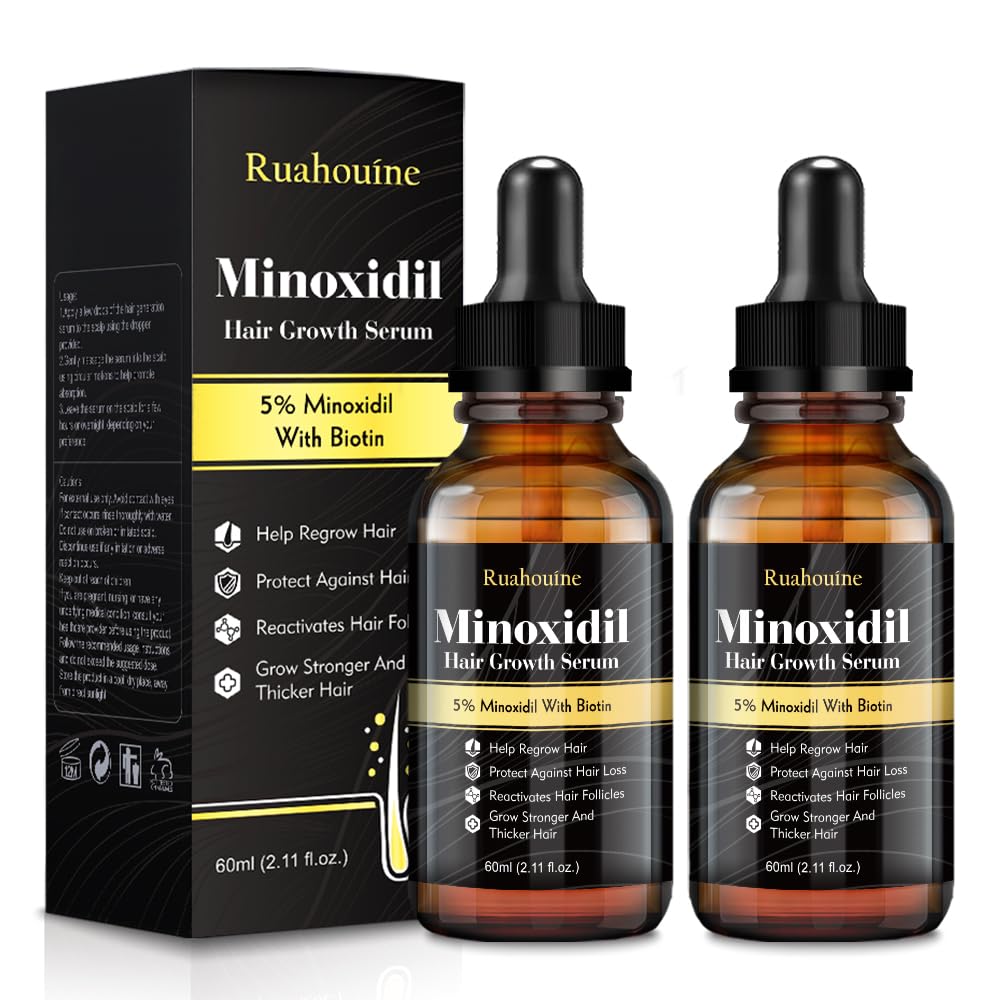 Ruahouine 2-pack minoxidil serum bottle front for fuller hair.