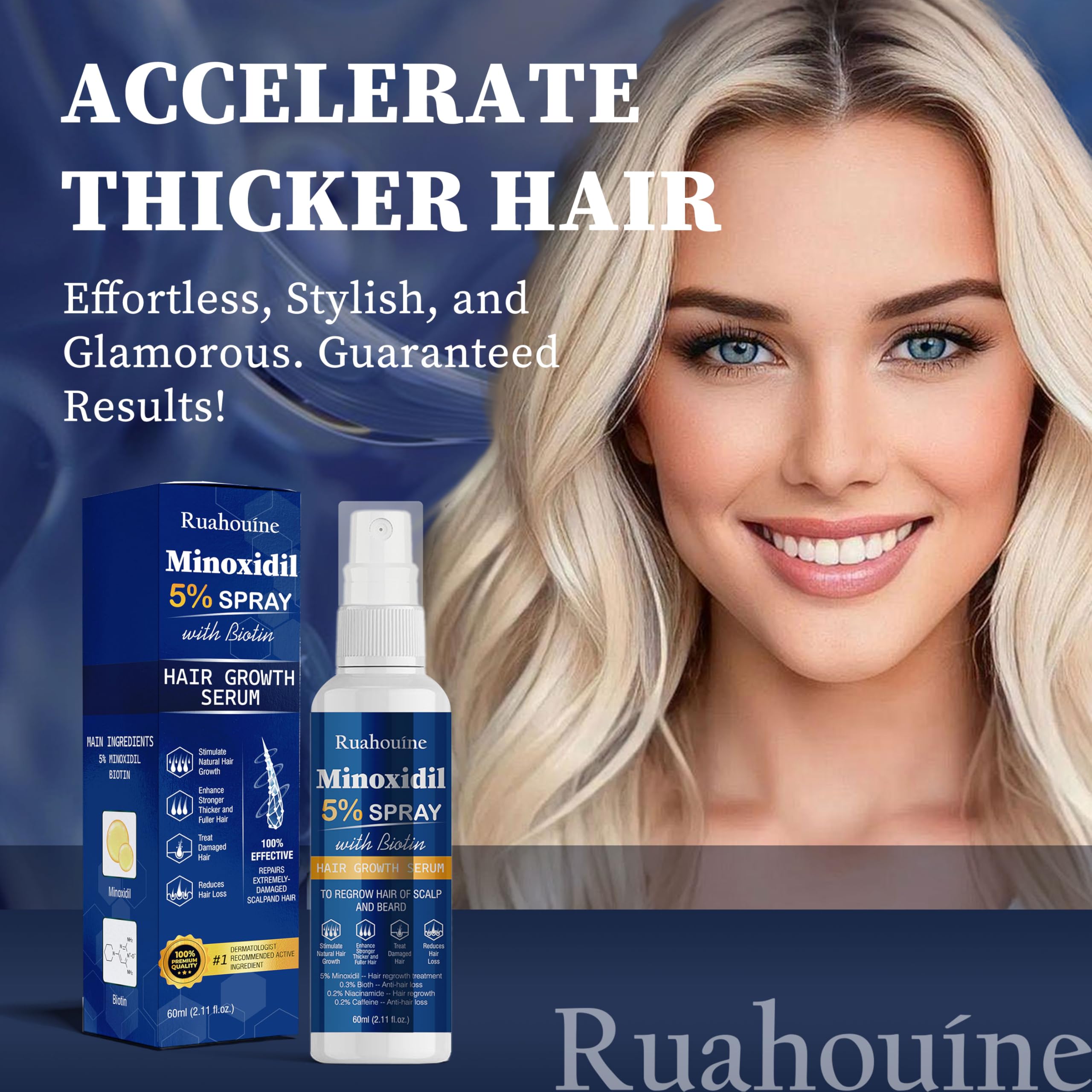 Ruahouine close-up showing smooth, shiny hair after use.