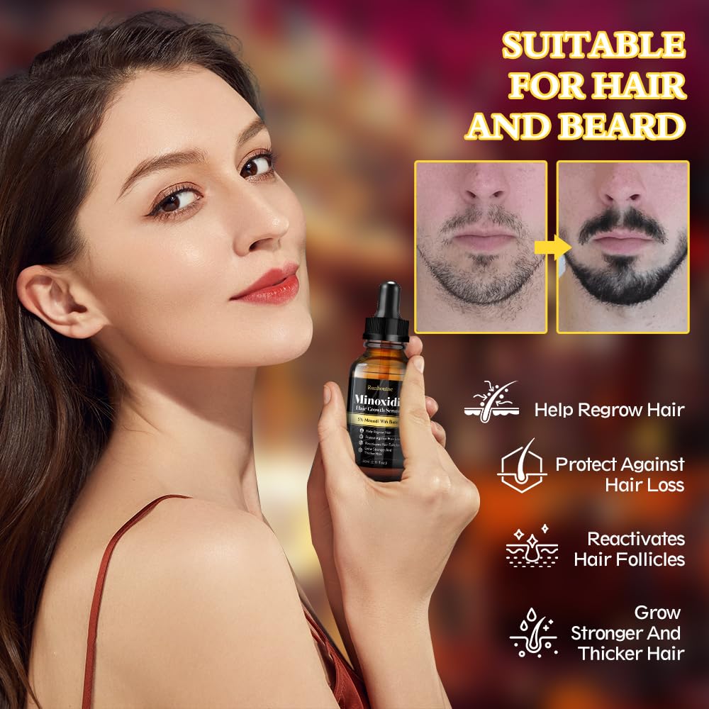 Ruahouine minoxidil serum dispense dropper ready for scalp application.
