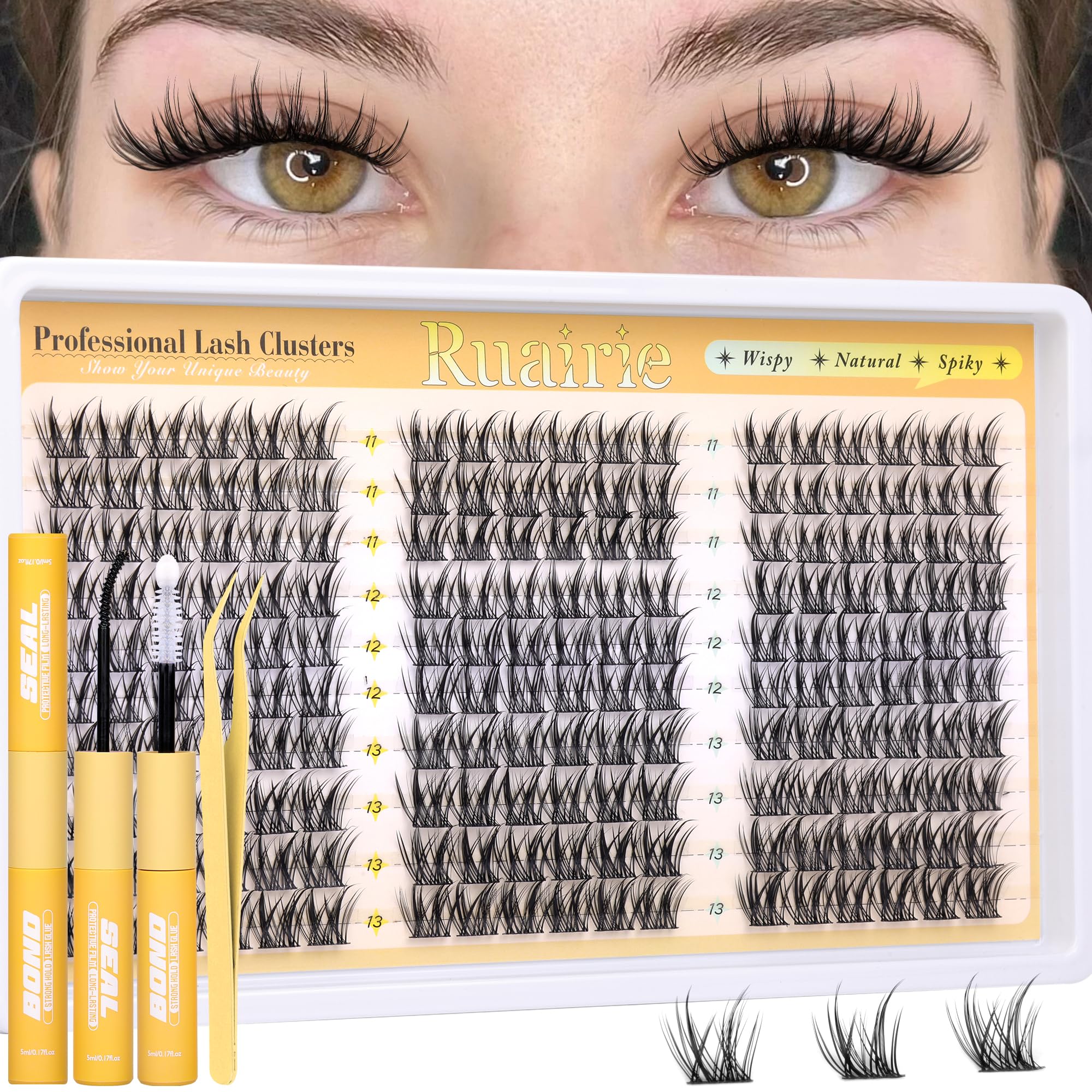 Ruairie Manga Lash Clusters Kit with spiky lashes for dramatic eye opening.