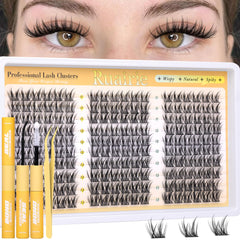 Ruairie Manga Lash Clusters Kit with spiky lashes for dramatic eye opening.