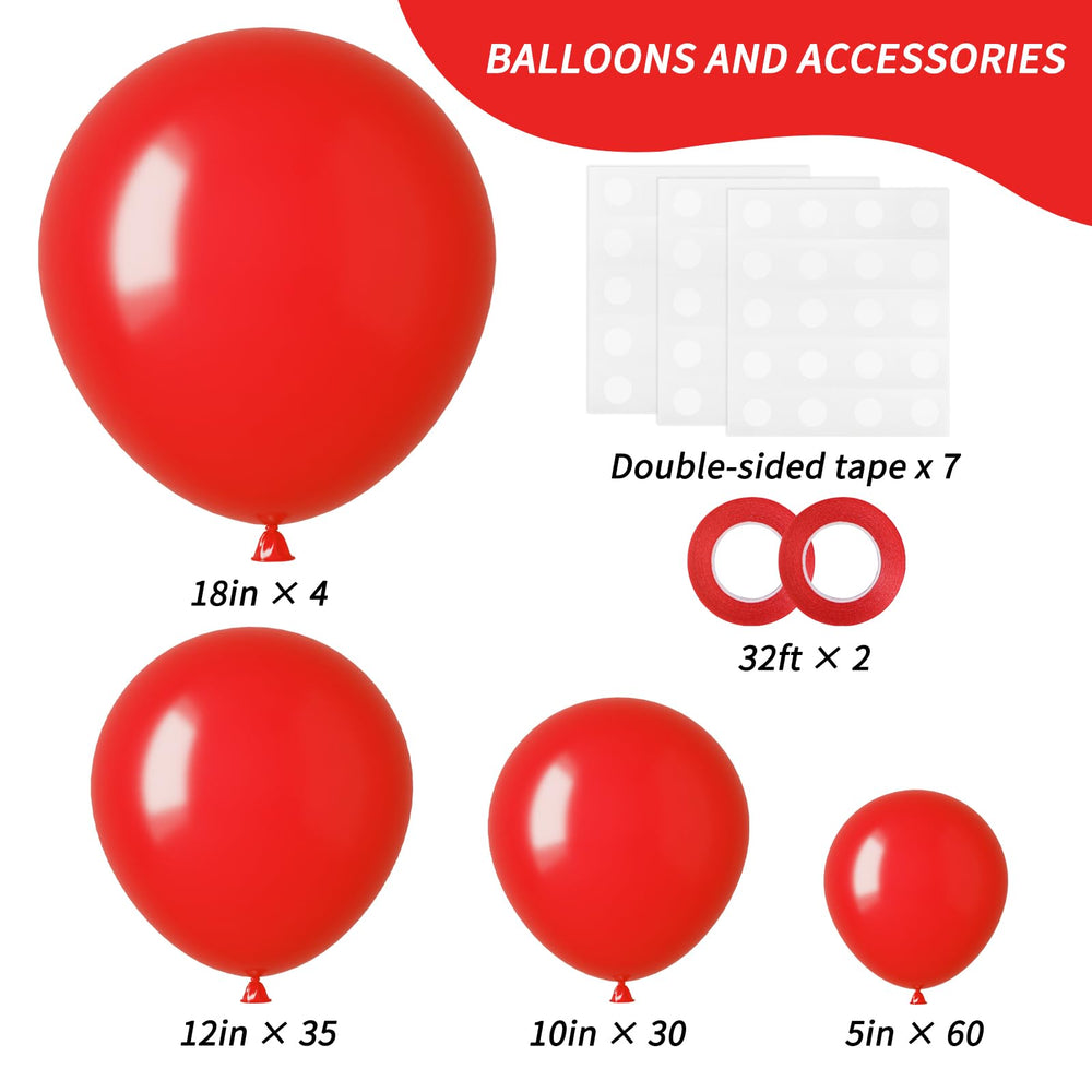 Rubfac 129-piece red balloons 12-inch for versatile party accents