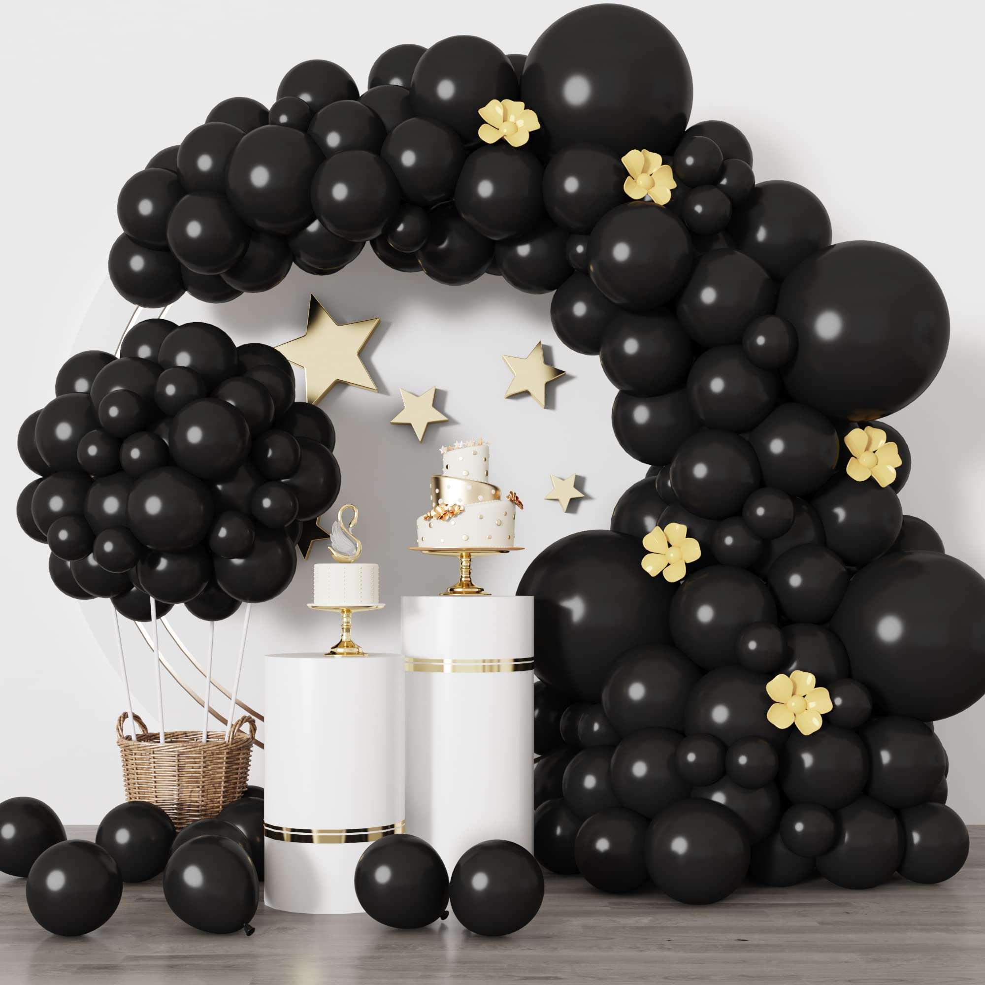 Rubfac black 18 inch balloons four-pack for standout arch decoration