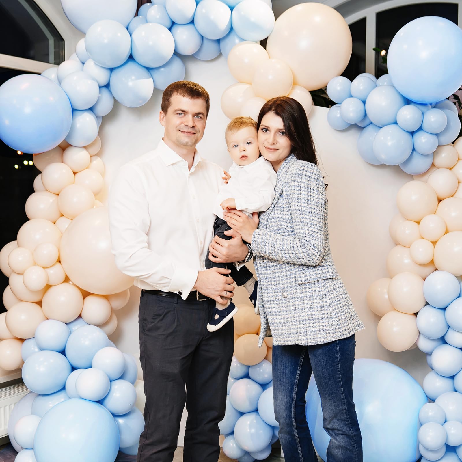RUBFAC garland arch setup using pastel blue balloons for birthdays and baby showers