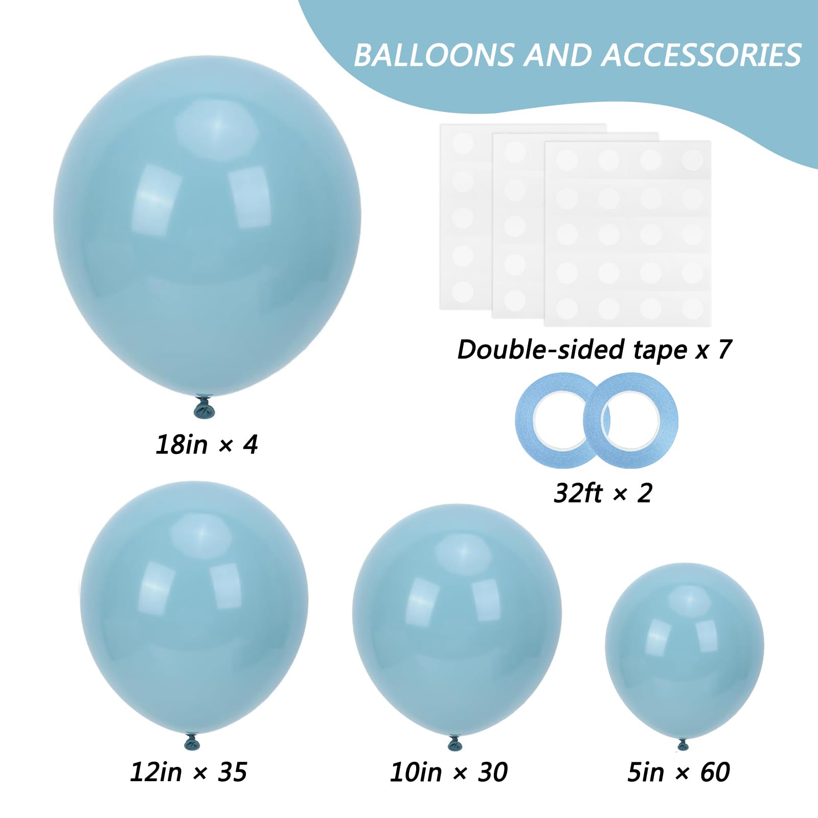 Rubfac haze blue 12-inch balloons ideal for balanced garlands and filler work.