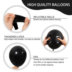 Rubfac matte black 12-inch balloons for refined garlands and displays