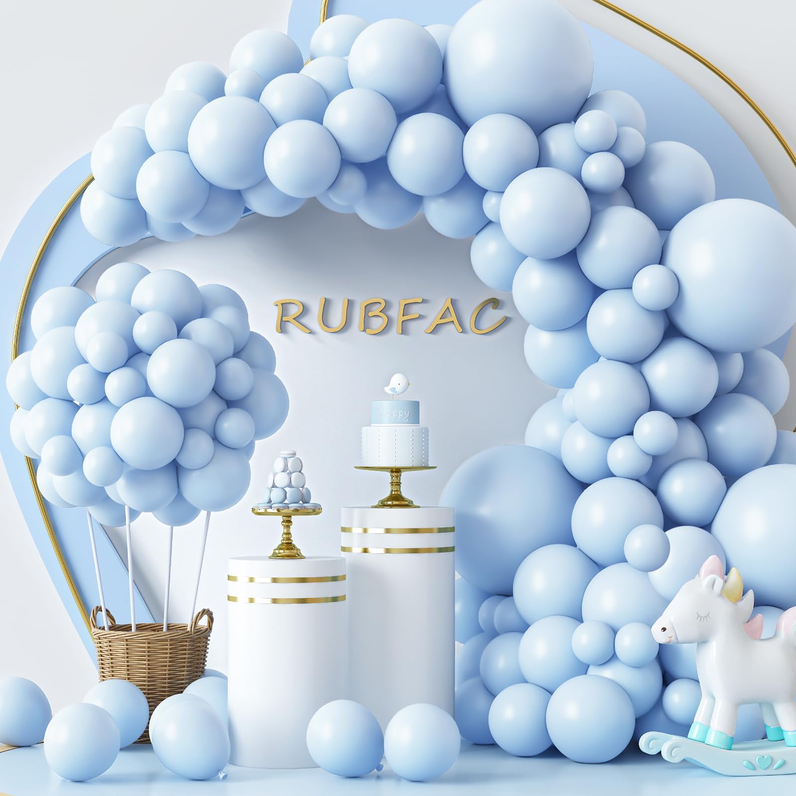 RUBFAC pastel blue 18-inch balloons pack for dramatic arch decorations