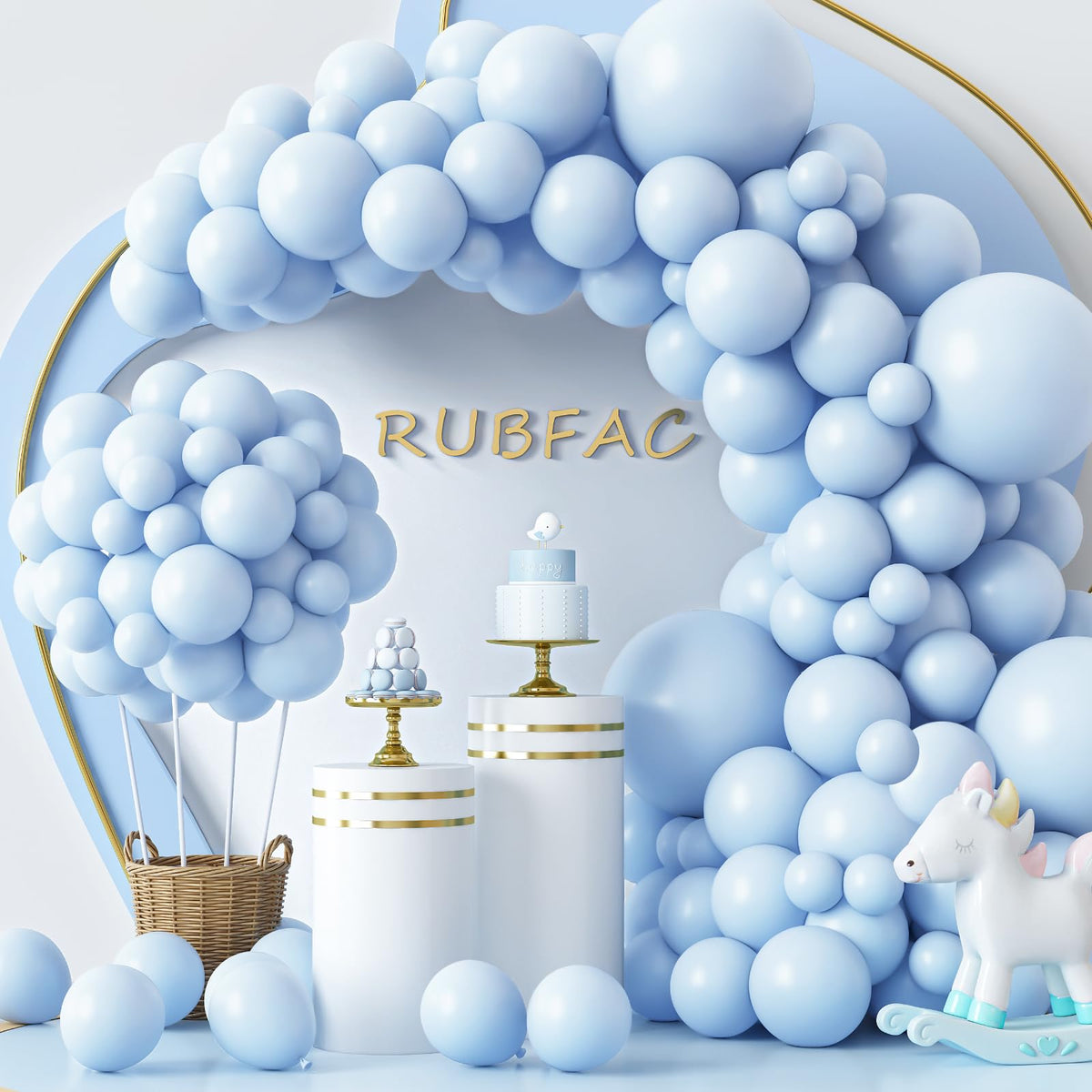 RUBFAC pastel blue 18-inch balloons pack for dramatic arch decorations
