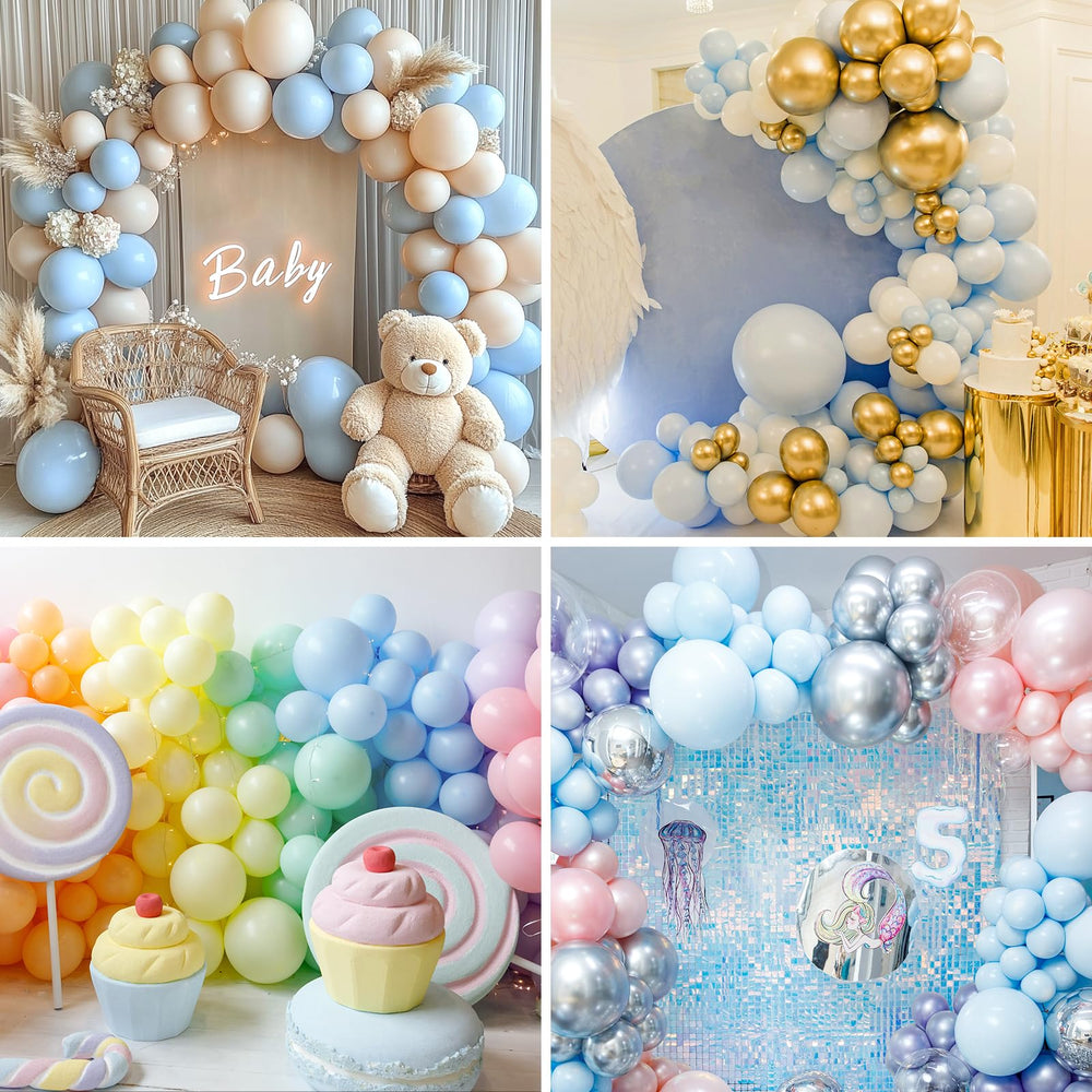 RUBFAC pastel blue 5-inch balloons ideal for filler clusters and confetti accents