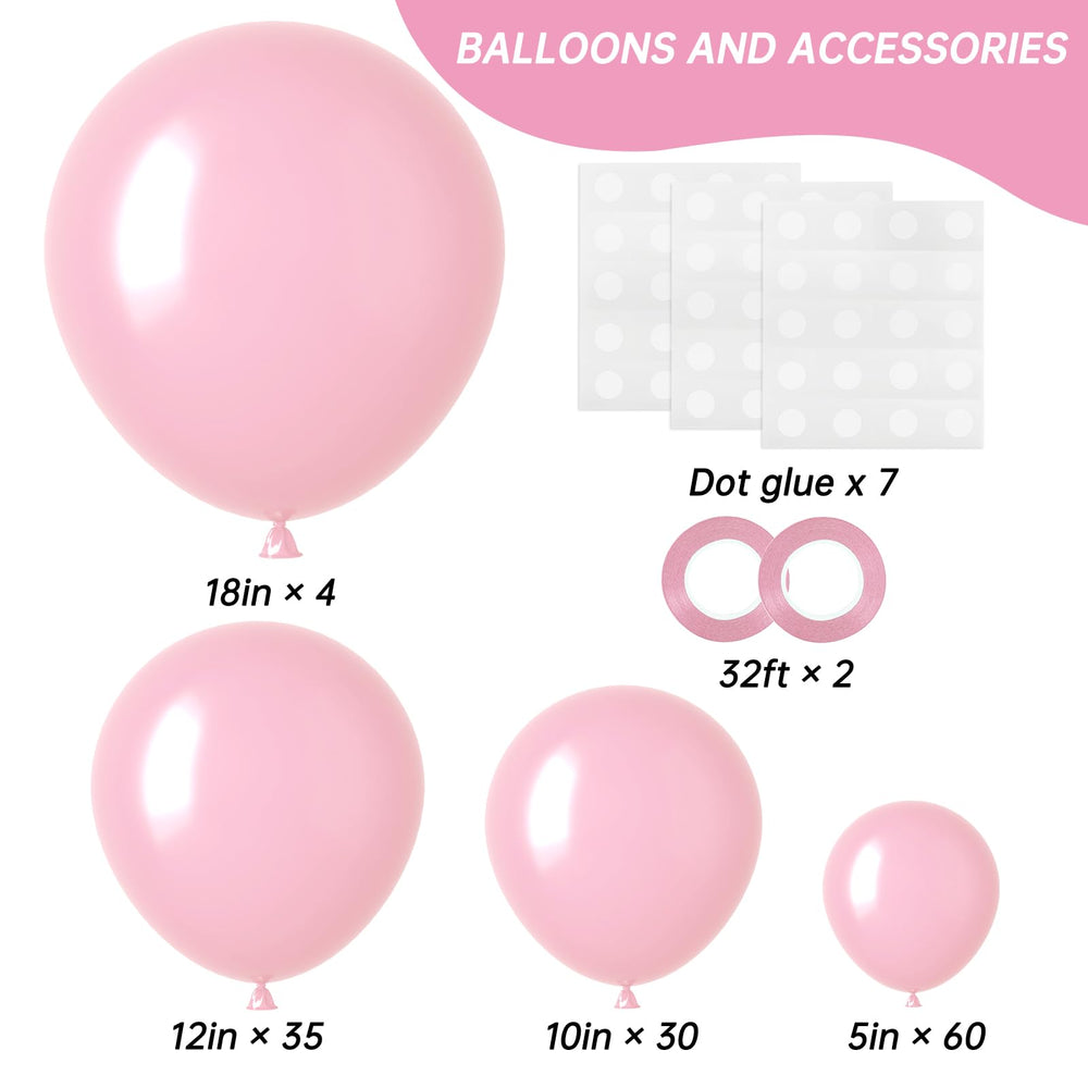 RUBFAC pastel pink balloons 12-inch set ideal for elegant party decor.