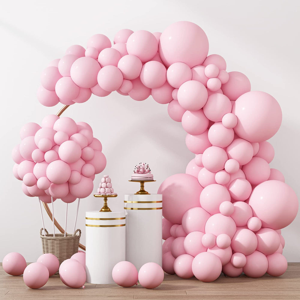 RUBFAC pastel pink balloons 18-inch pack for dramatic garland backdrops.