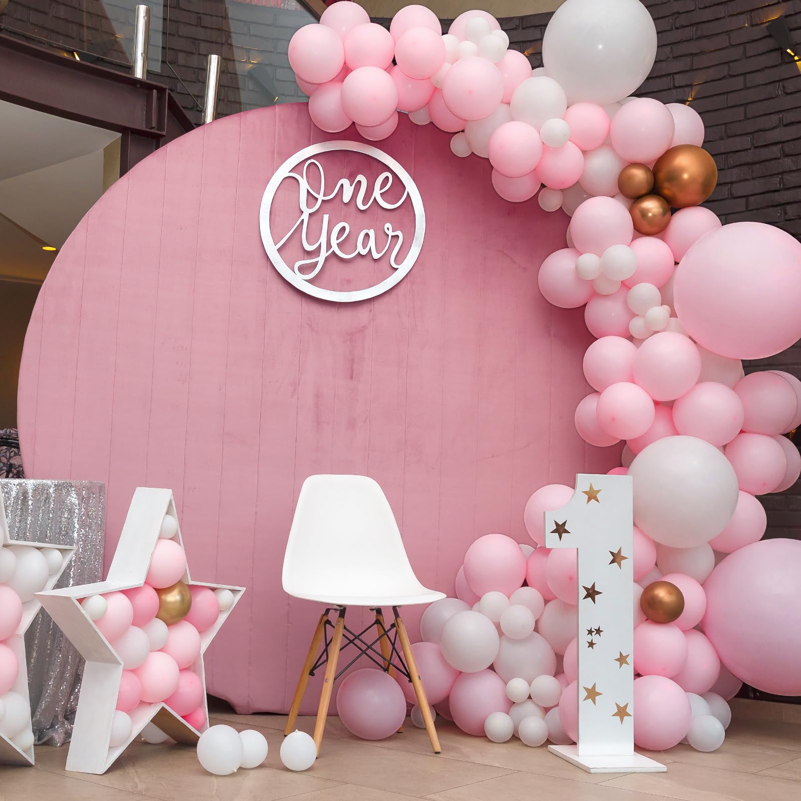 RUBFAC pastel pink balloons 5-inch set for filler accents.