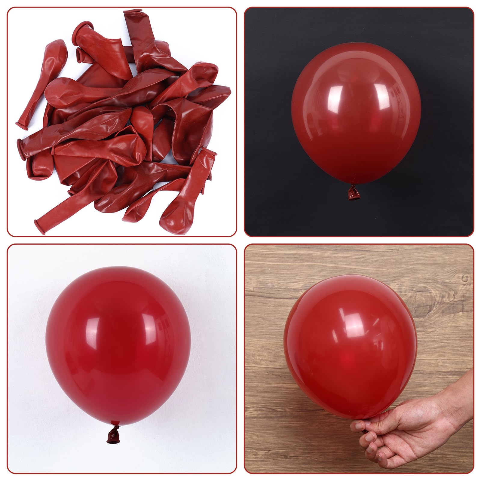 Rubfac ruby red 12-inch balloons add texture to garlands.