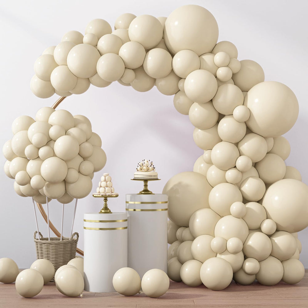 Rubfac sand white 18-inch balloons for dramatic wedding arches.