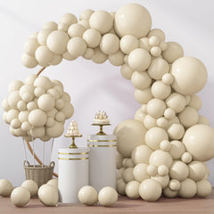 Rubfac sand white 18-inch balloons for dramatic wedding arches.