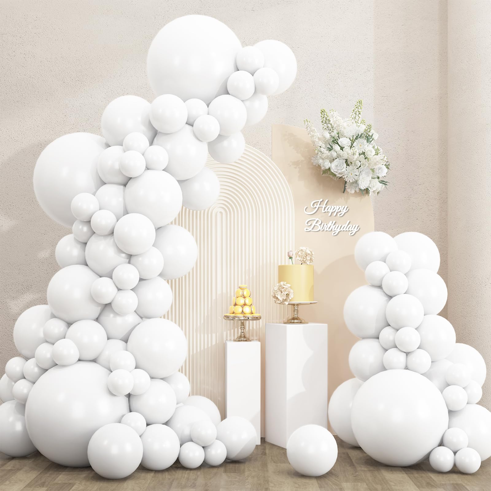 Rubfac white balloons 18-inch for graceful wedding arches and photos
