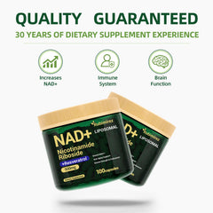 Rubimirez NAD+ bottle side with vegan non-GMO label for clean supplement.