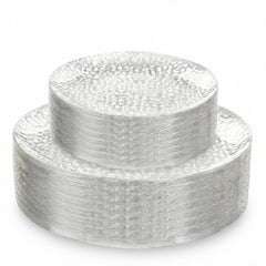 Rubtlamp clear dinner plates with hammered design for elegant table settings.
