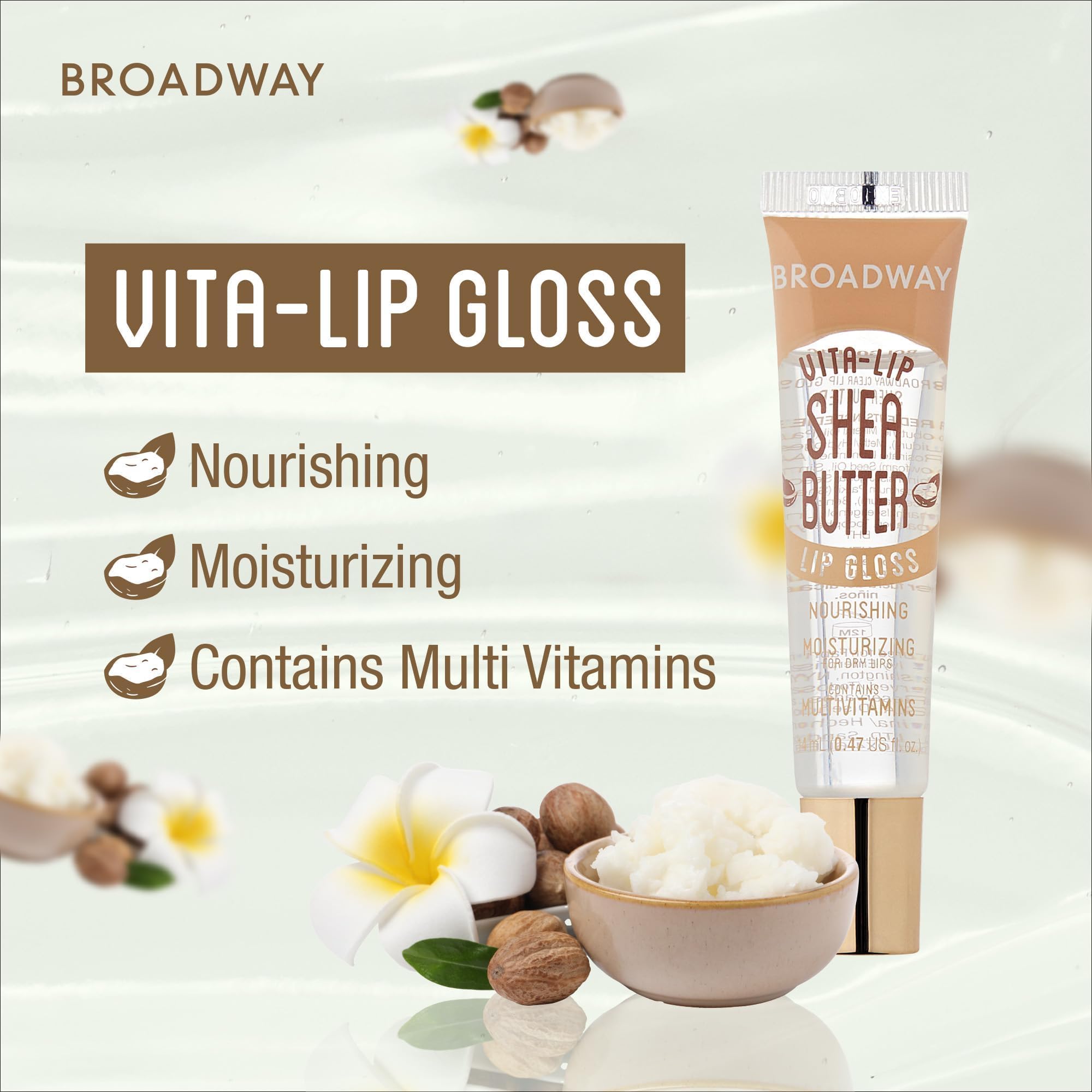 Ruby Kisses Broadway Vita-Lip bottle detail with rosehip oil for nourished lips.