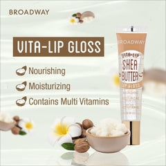 Ruby Kisses Broadway Vita-Lip bottle detail with rosehip oil for nourished lips.