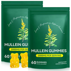 Ruduwu Mullein Gummies bottle front highlighting lung support and vegan wellness.