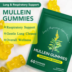 Ruduwu Mullein Gummies bottle side showing label and ingredients list.