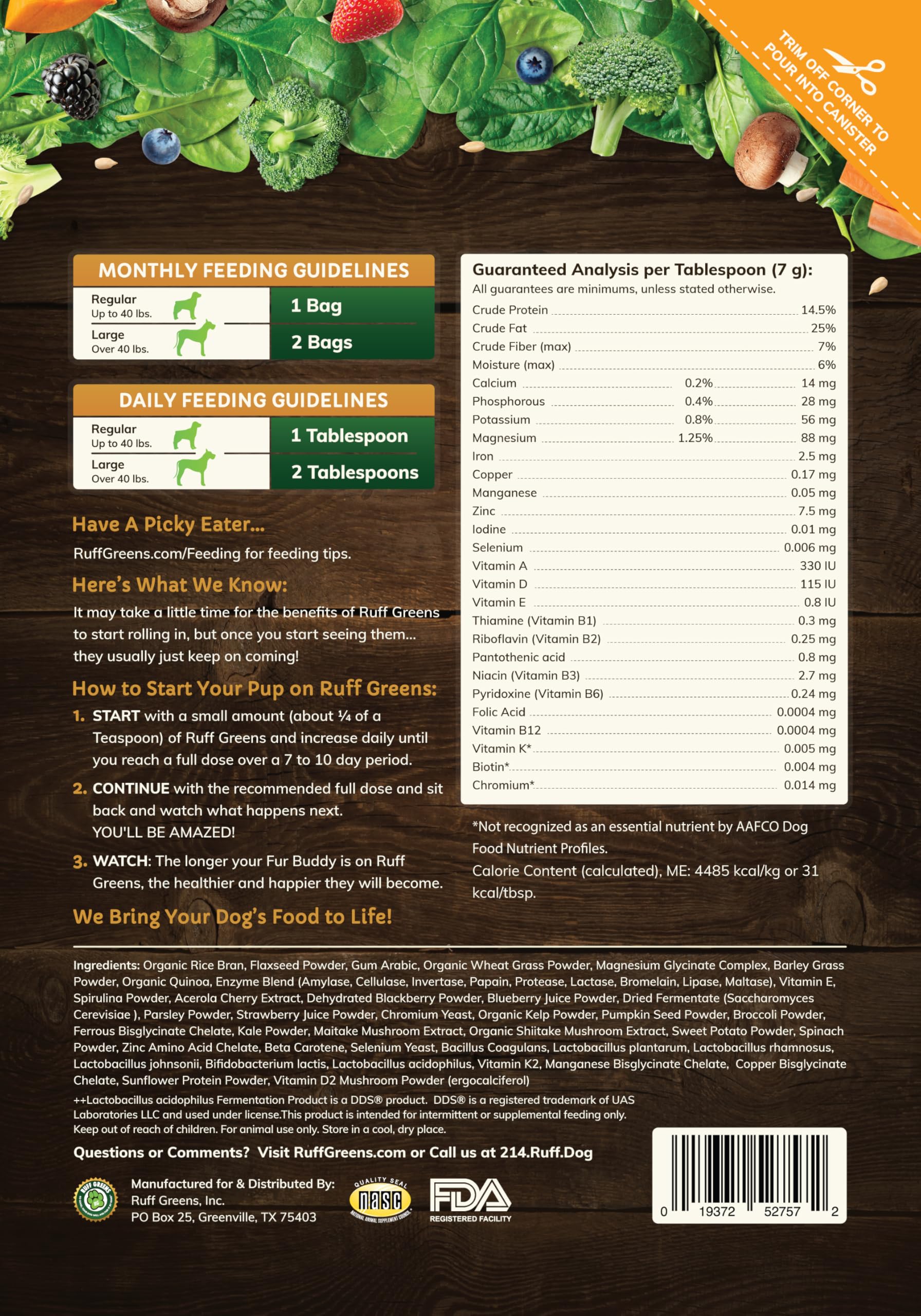 Ruff Greens probiotics-digestive-enzymes-dogs demonstrates gut-friendly support for daily meals.