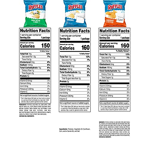 Ruffles Sour Cream & Onion 1oz bag delivering tangy crunch