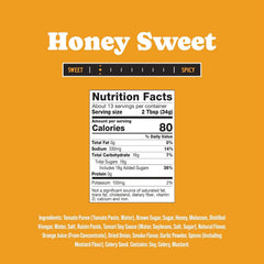 Rufus Teague Honey Sweet BBQ Sauce label closeup emphasizes natural ingredients and gluten-free profile