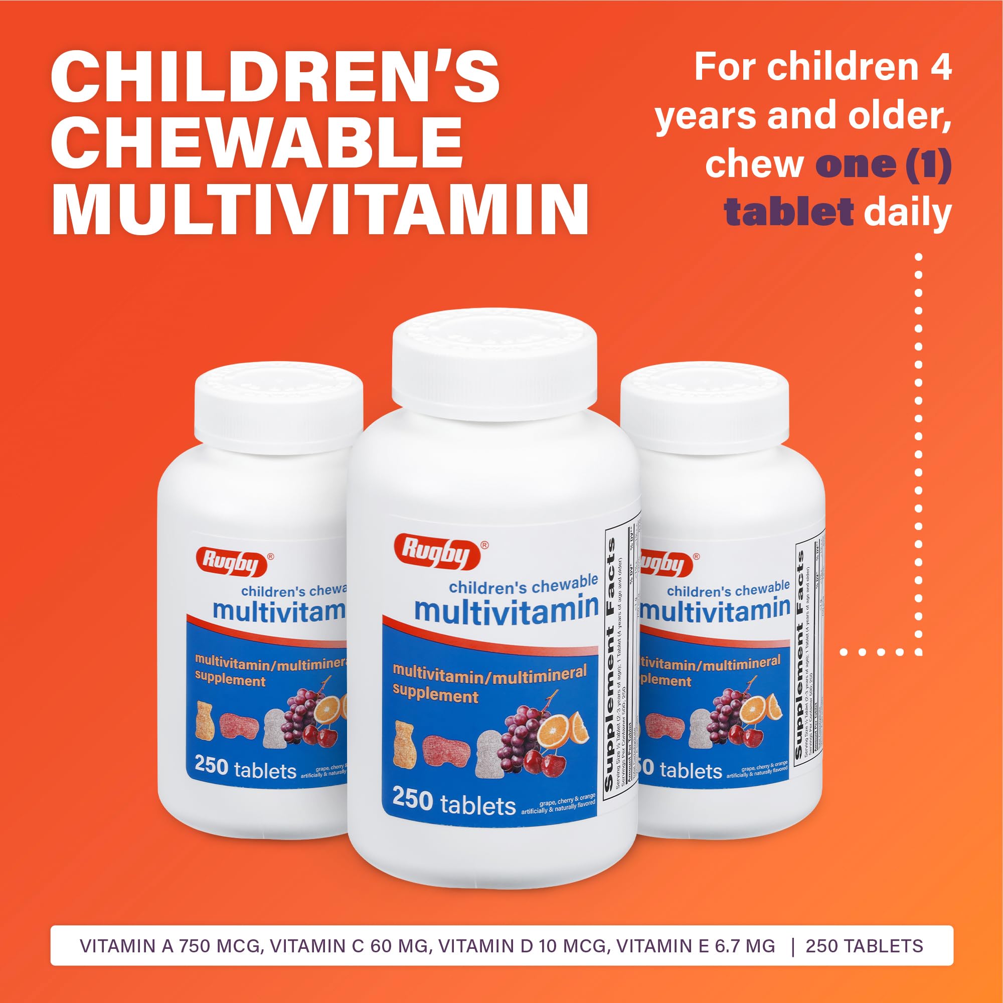 Rugby Laboratories 250-count pack offers a long-lasting supply for families.