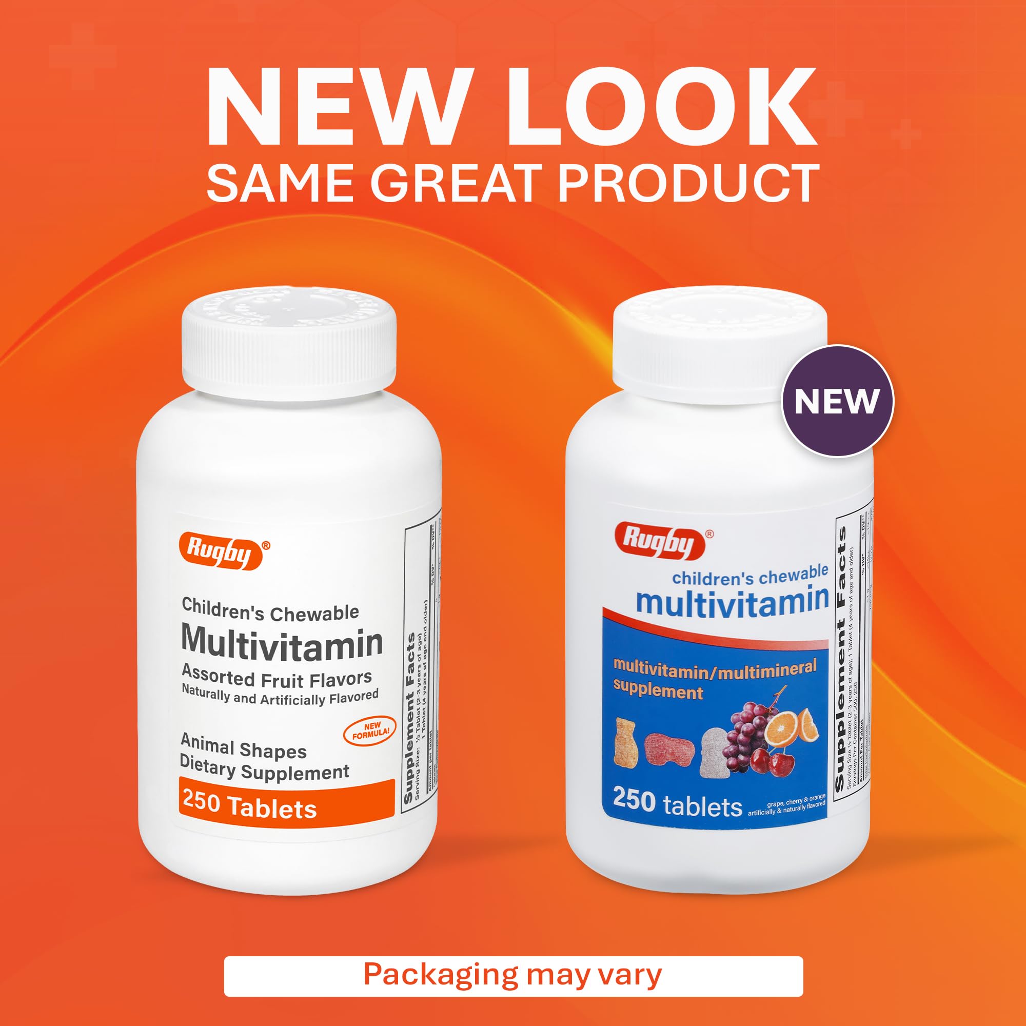 Rugby Laboratories chewable tablets provide easy daily vitamin support for children.