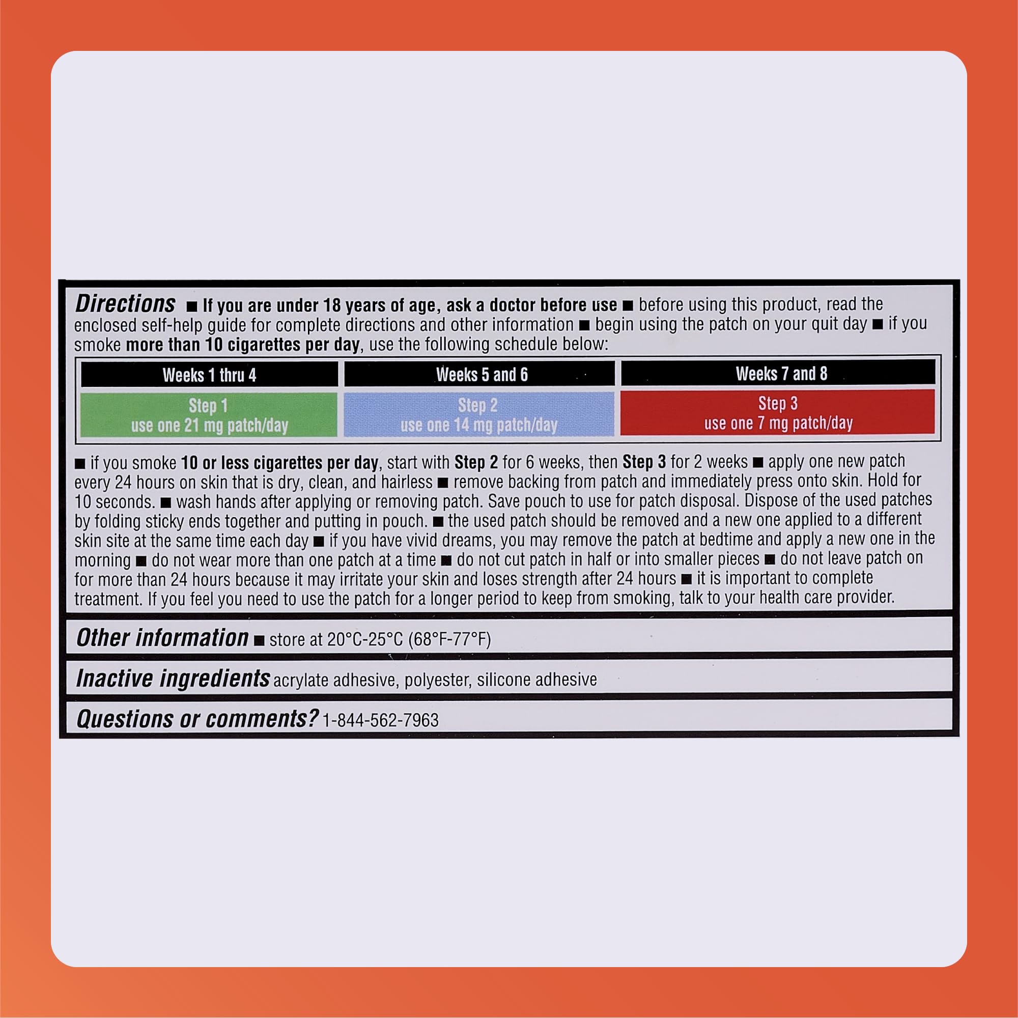 Rugby Clear patch with behavior support card promotes structured quitting steps.