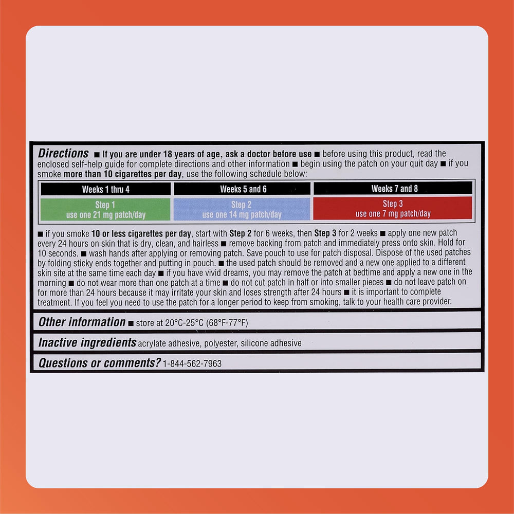 Rugby Clear patch with behavior support card promotes structured quitting steps.