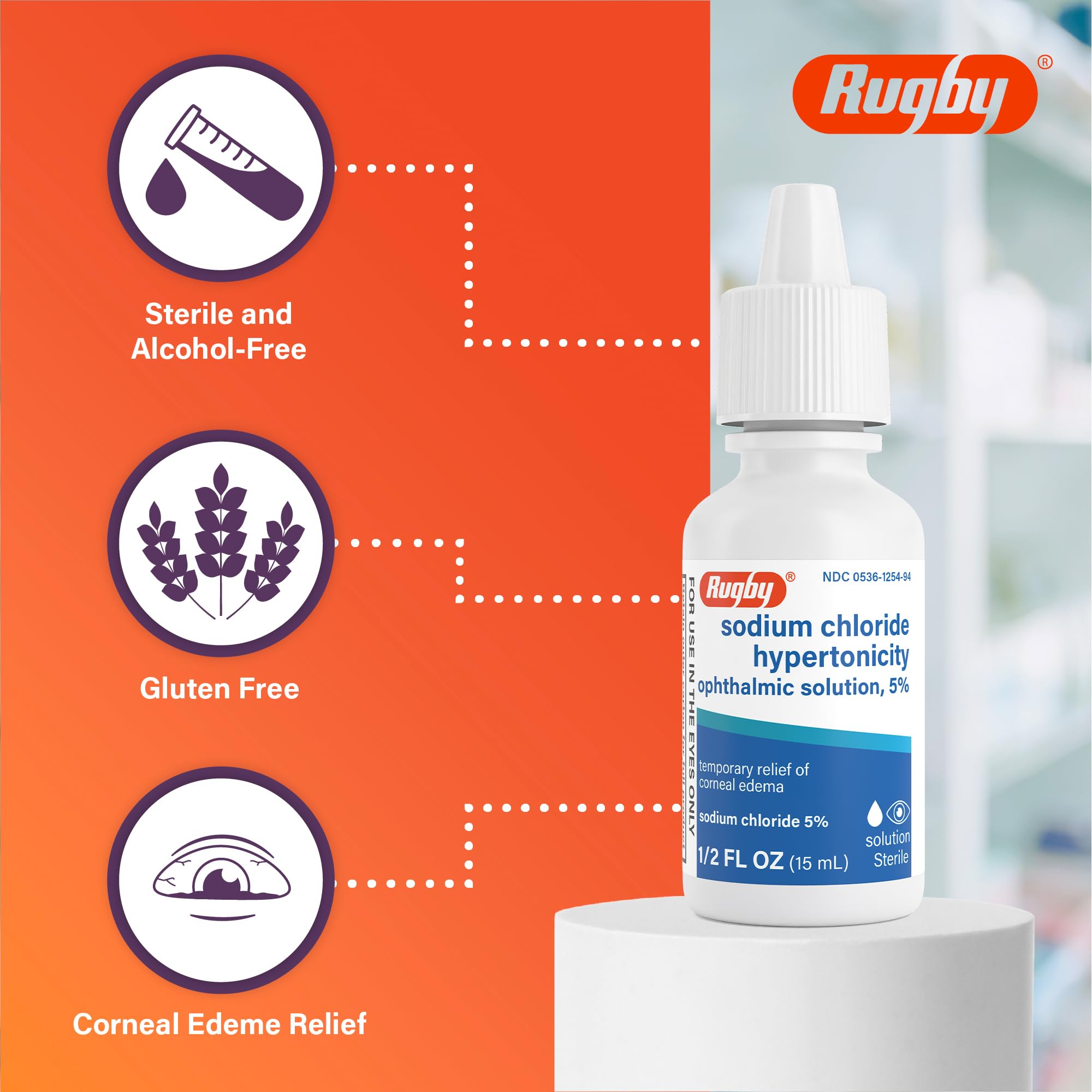 Adult applying Rugby Labs eye drops to the eye for comfort.