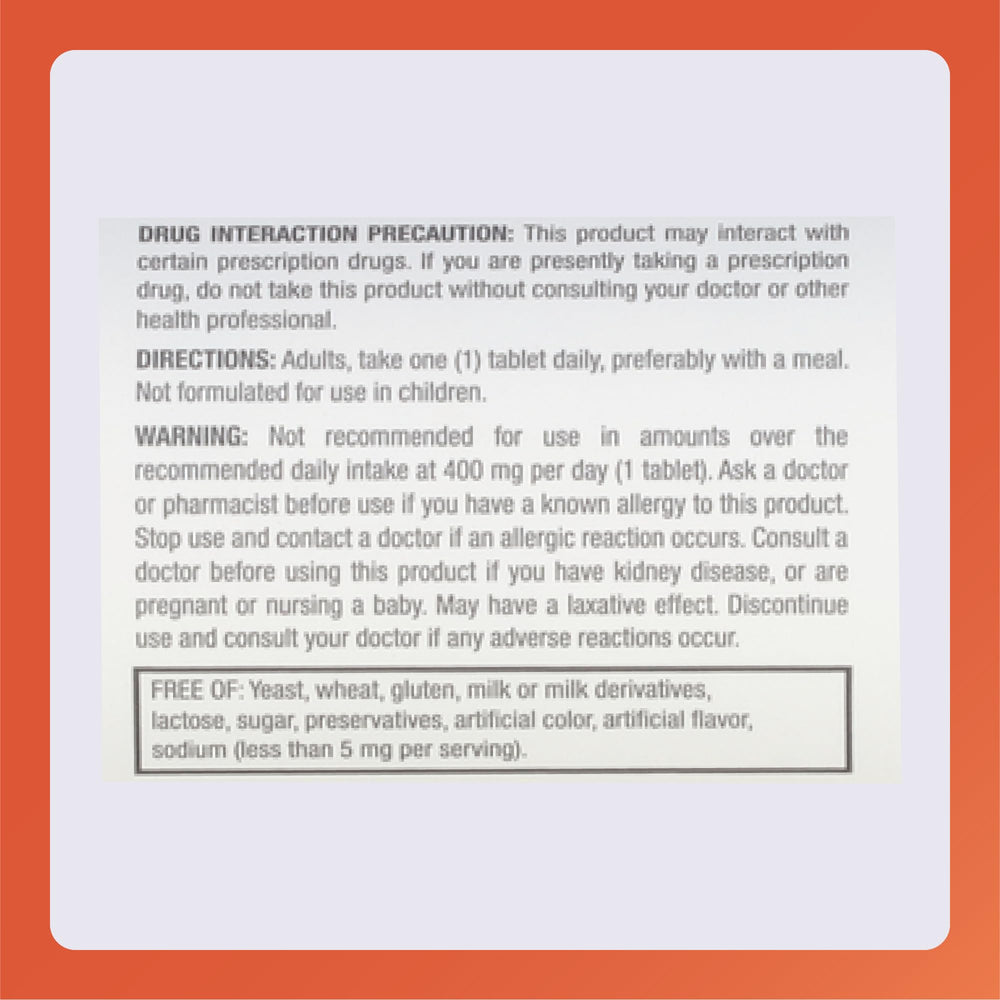 Rugby Magnesium Oxide 400 mg packaging image displaying compact home bottle