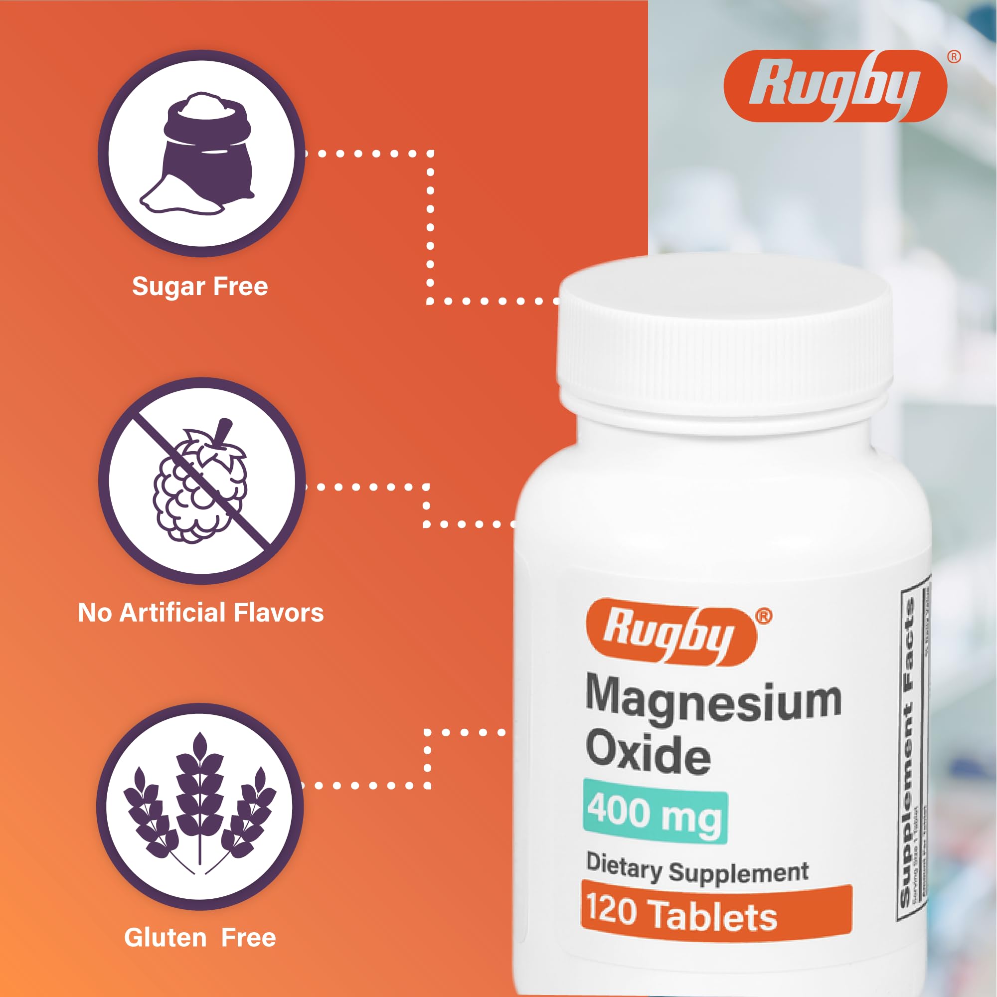 Rugby Magnesium Oxide 400 mg pour showing easy daily intake