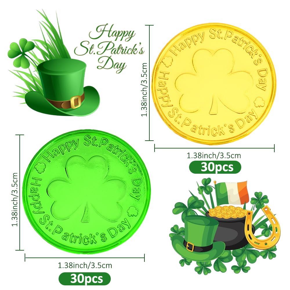 Rugwioyu gold and green shamrock coins for party games.