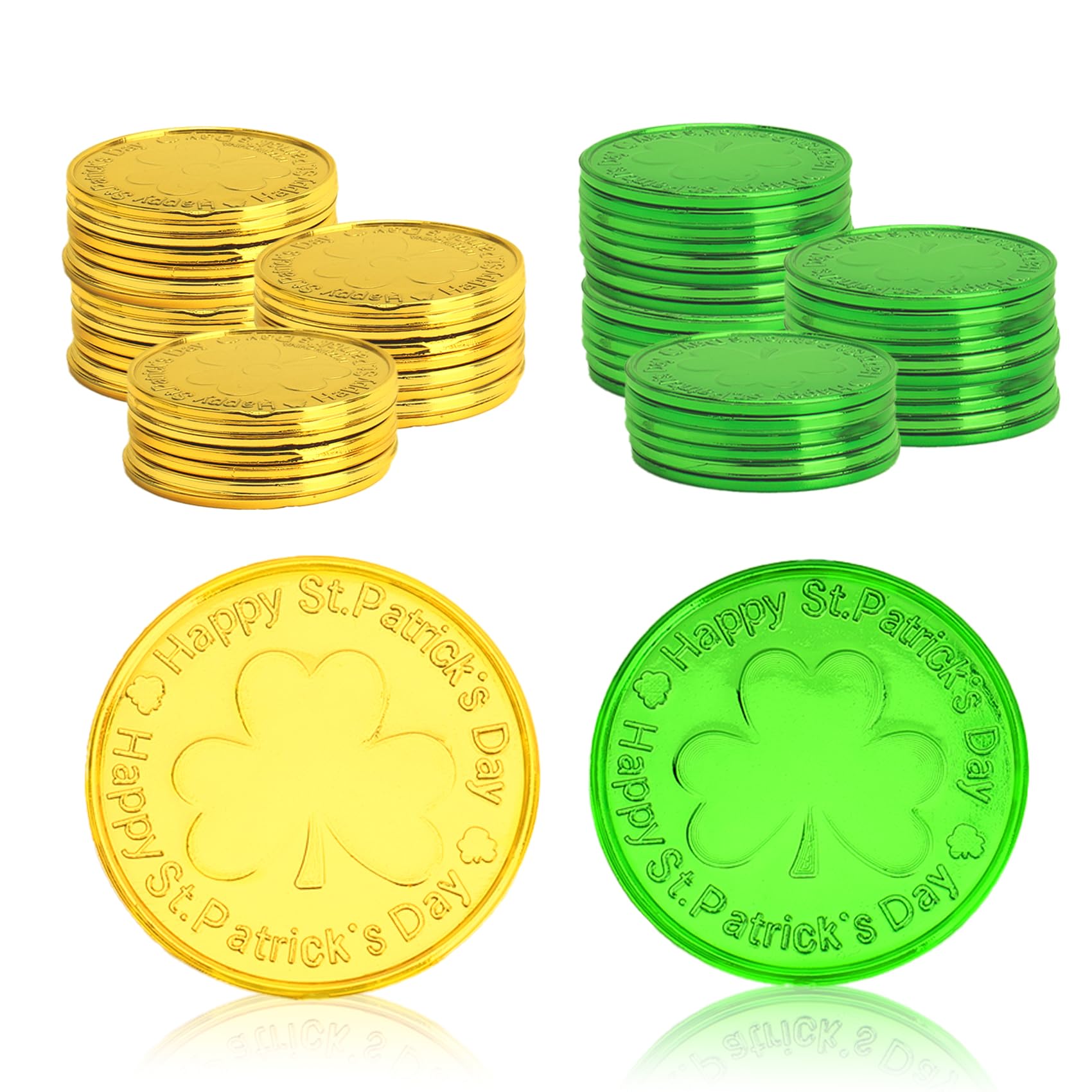 Rugwioyu St Patrick's coins 60-pack for festive table decor.