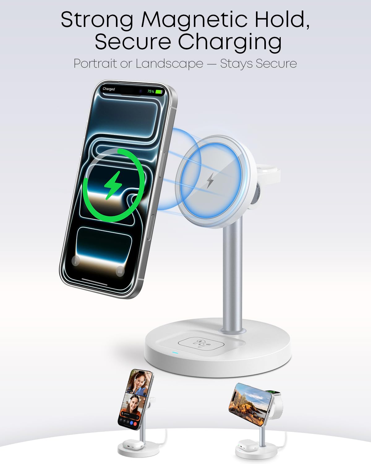 RUI MAI LAI magnetic stand showing vertical and horizontal viewing