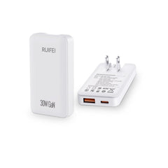 RUIFEI foldable 30W USB-C charger, ideal for travel and compact storage.