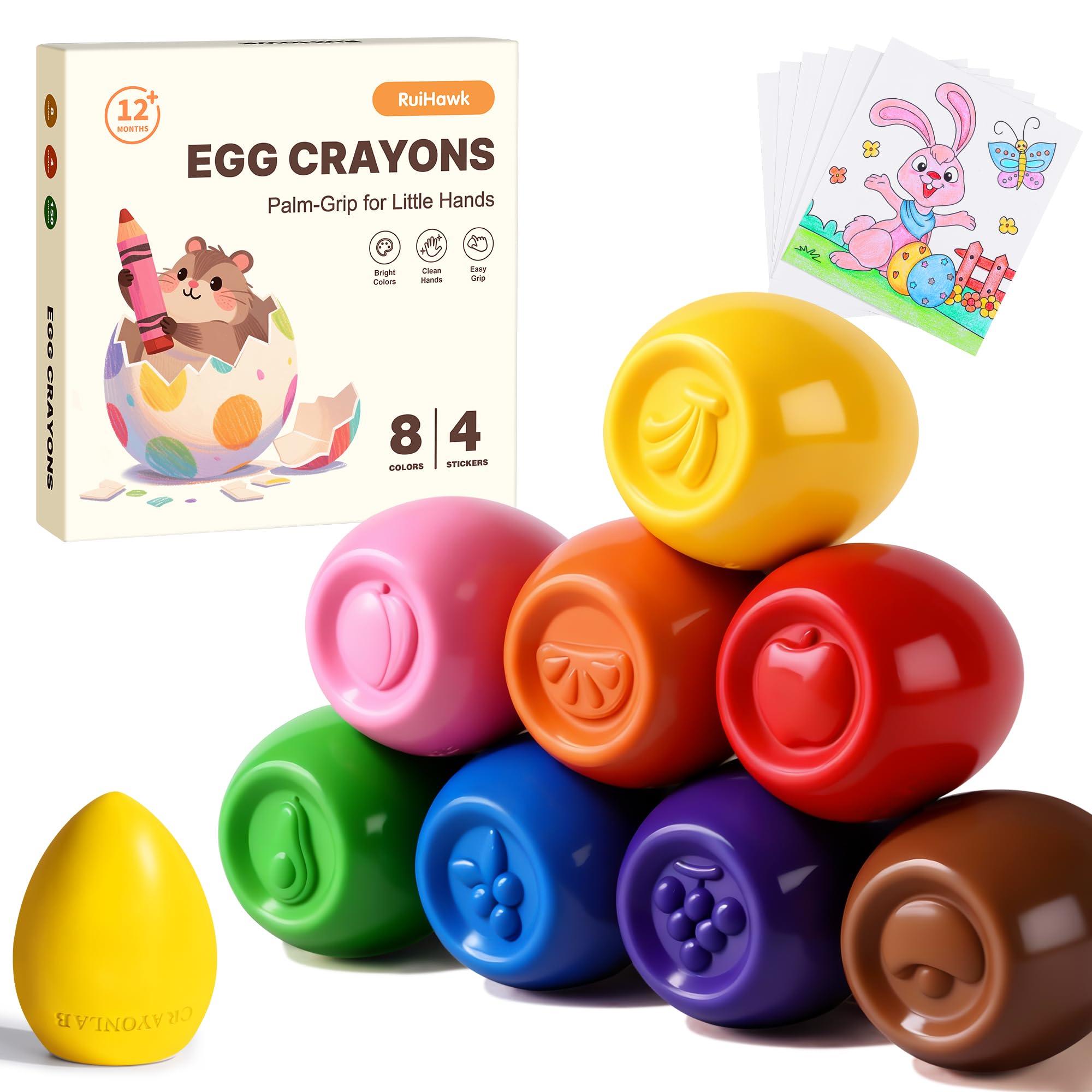 RuiHawk egg crayons with banana prints for color recognition and fun learning
