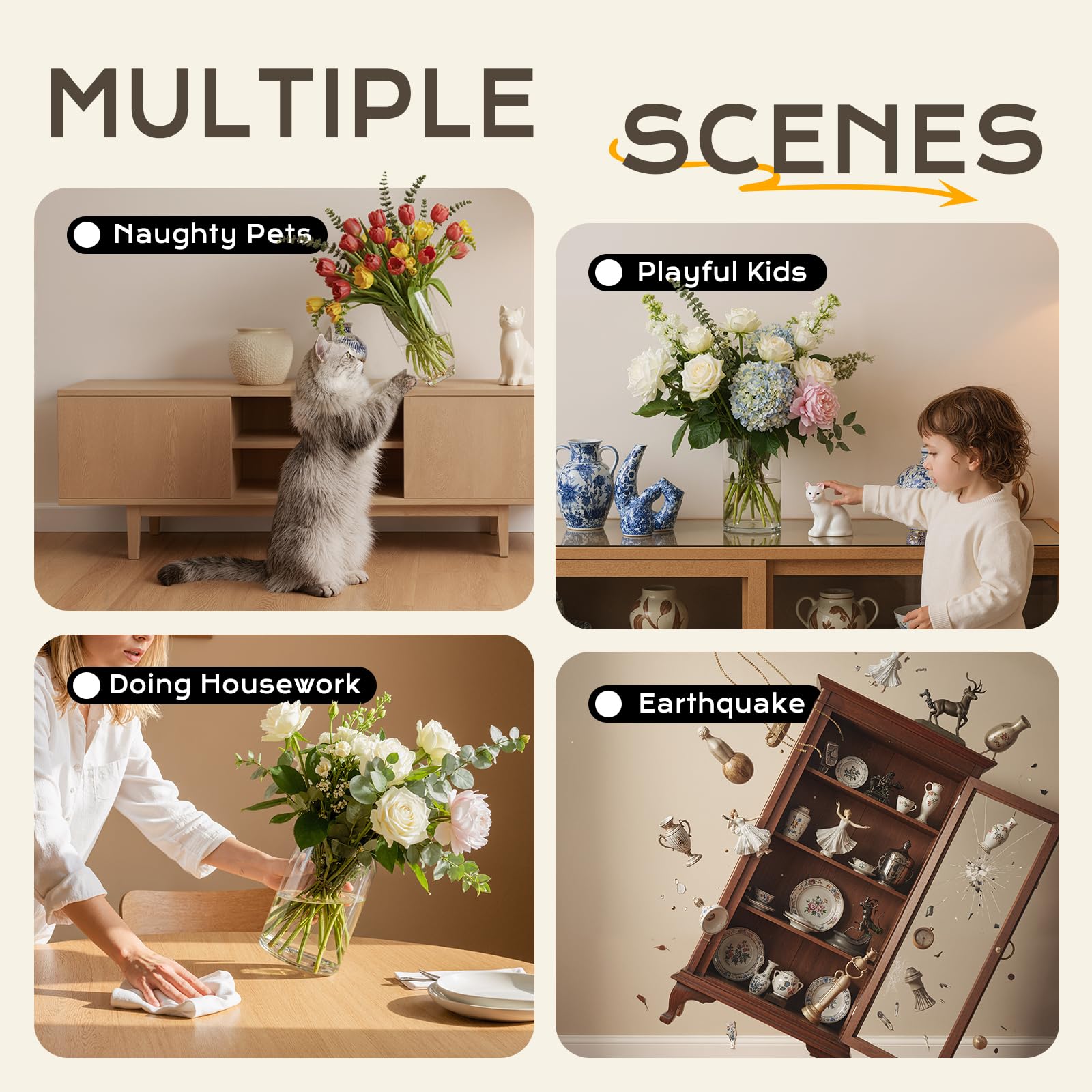 Ruiot reusable putty keeps decorative items secure on desks.