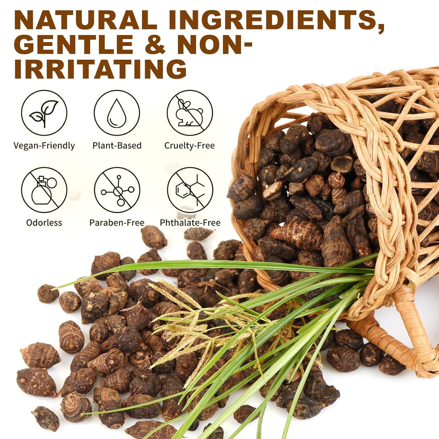 Rulviou Cyperus Rotundus Oil product packaging emphasizes gentle and versatile use