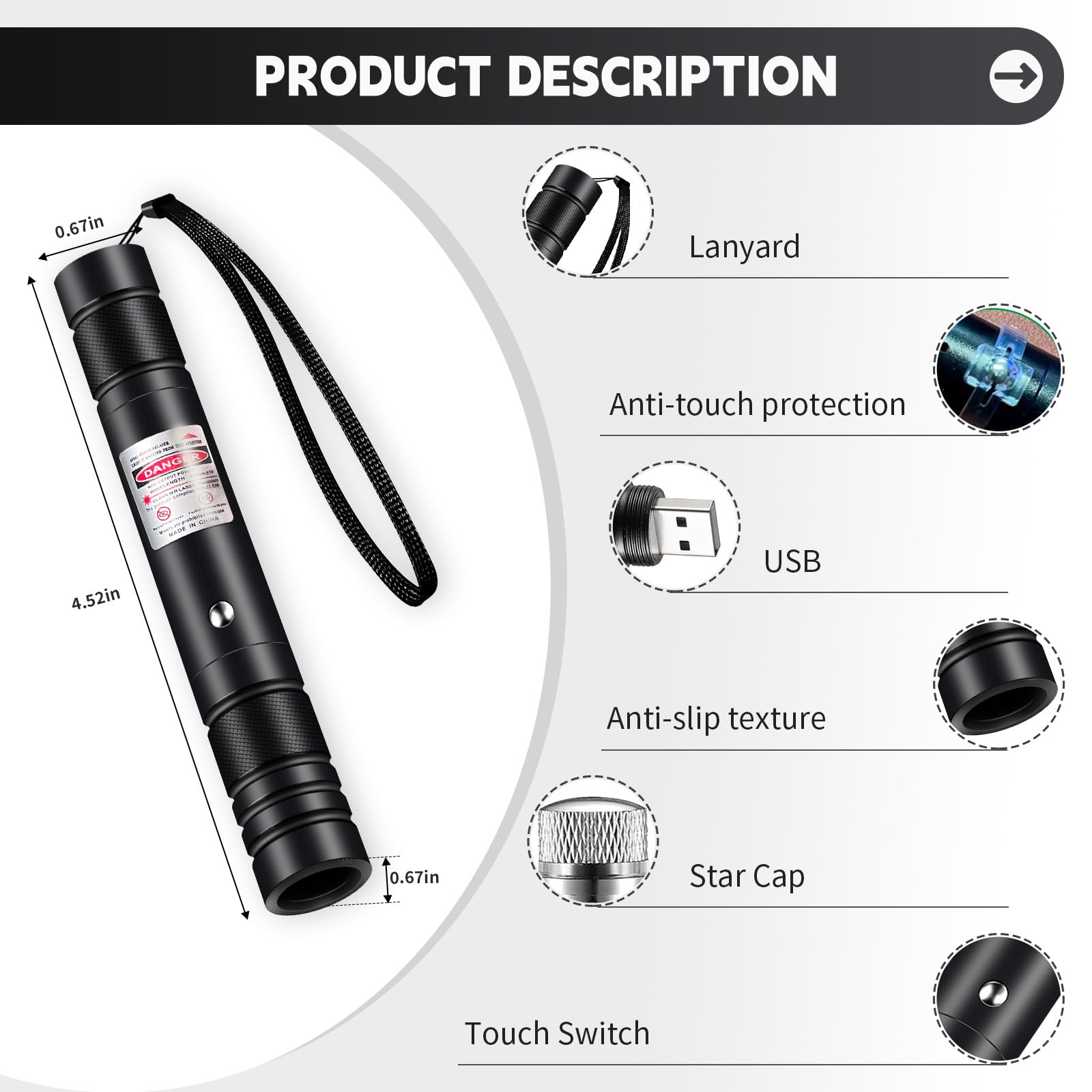 Rumcut laser pointer featuring an ergonomic grip for steady handling in outdoor activities.