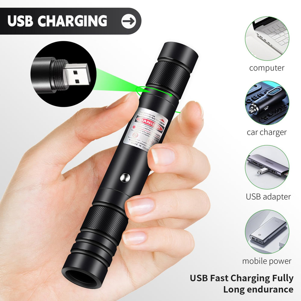 Rumcut laser pointer USB charging on a laptop for convenient power on the go.