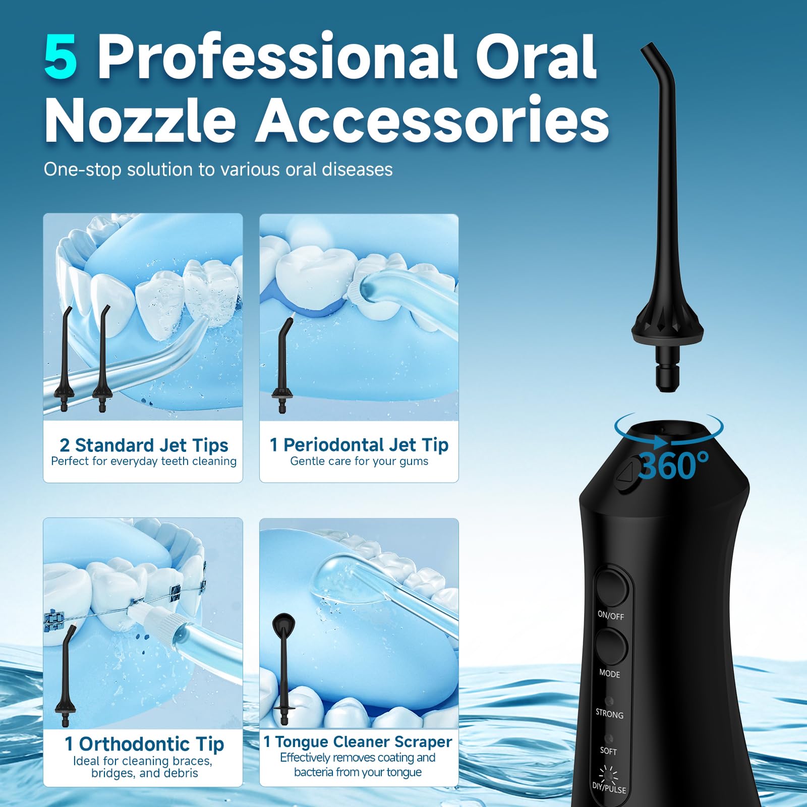 Rumfflye flosser in shower use demonstrating IPX7 convenience