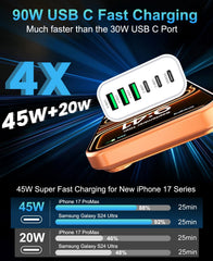 RUMIXI 6‑port charger, top view, six ports for versatile power