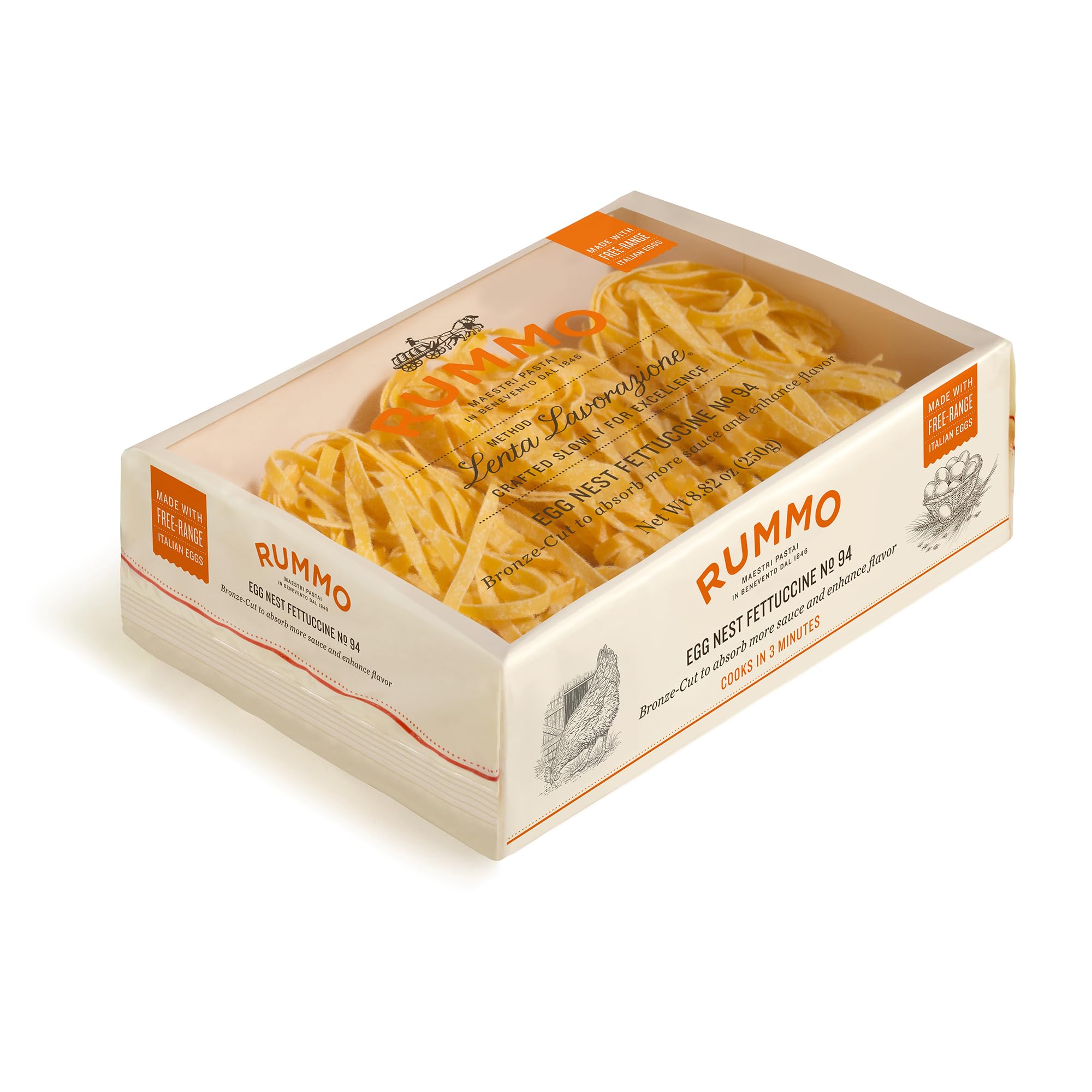 Rummo Fettuccine N.94 made in Italy, Bevento heritage pasta.