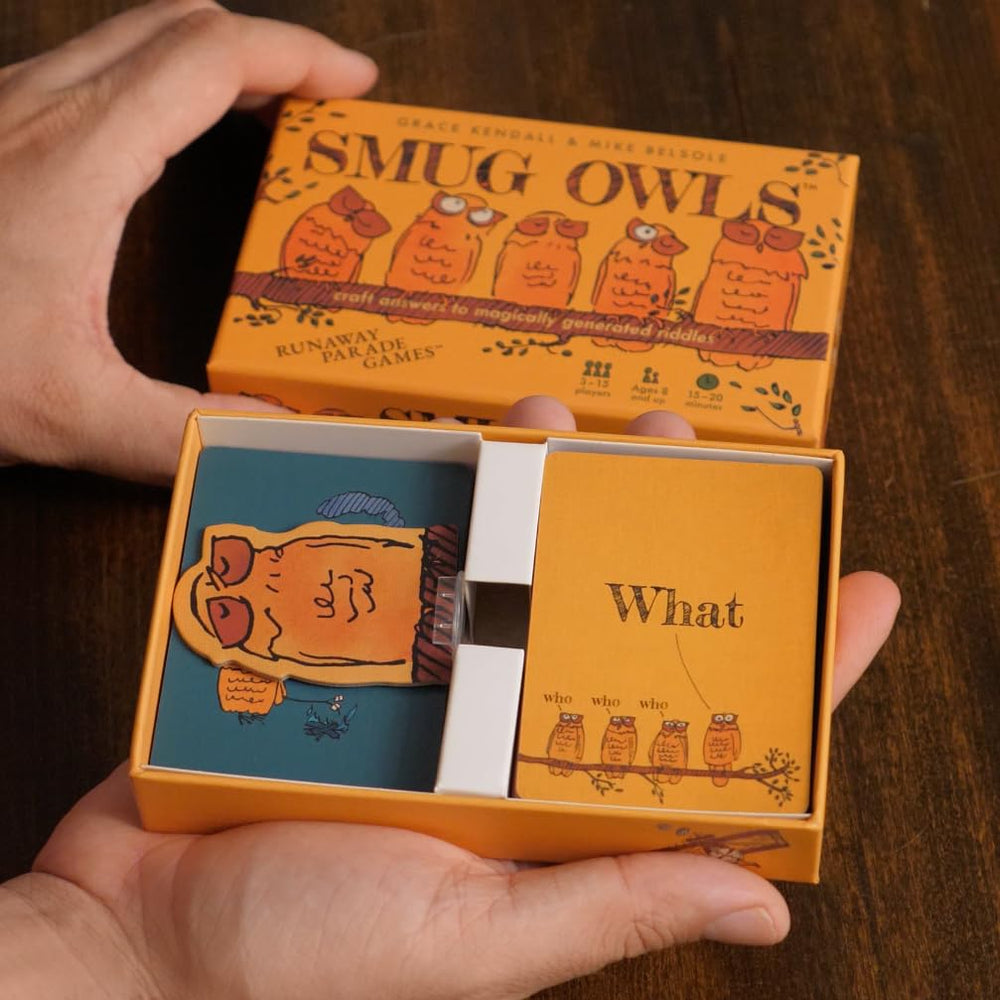 Runaway Parade Smug Owls gift-packaging makes a great present for game lovers