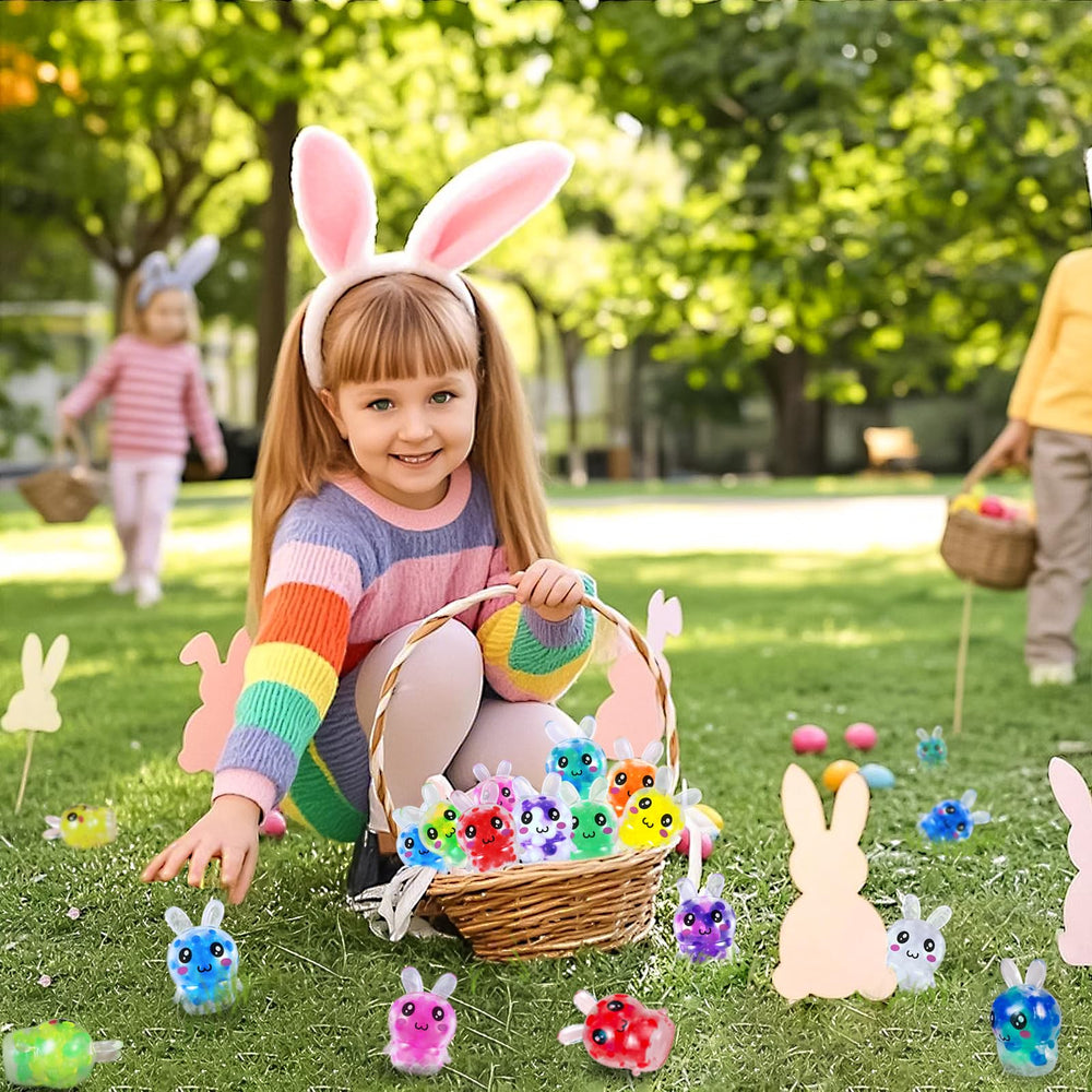 Runleo 12-piece bunny squishy set ideal for party favors.